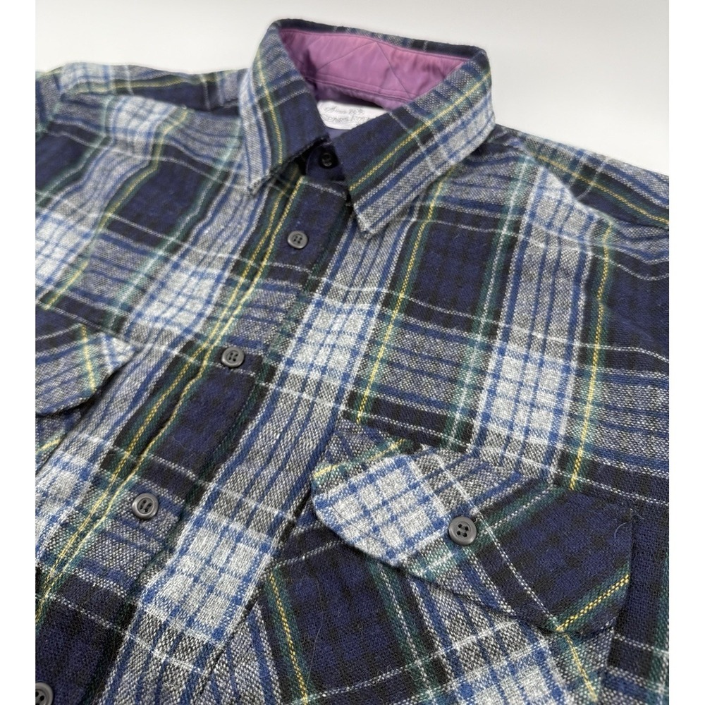 VTG Sears Roebuck Shirt Men's Large Wool Blend Flannel Plaid 70s Shacket Western